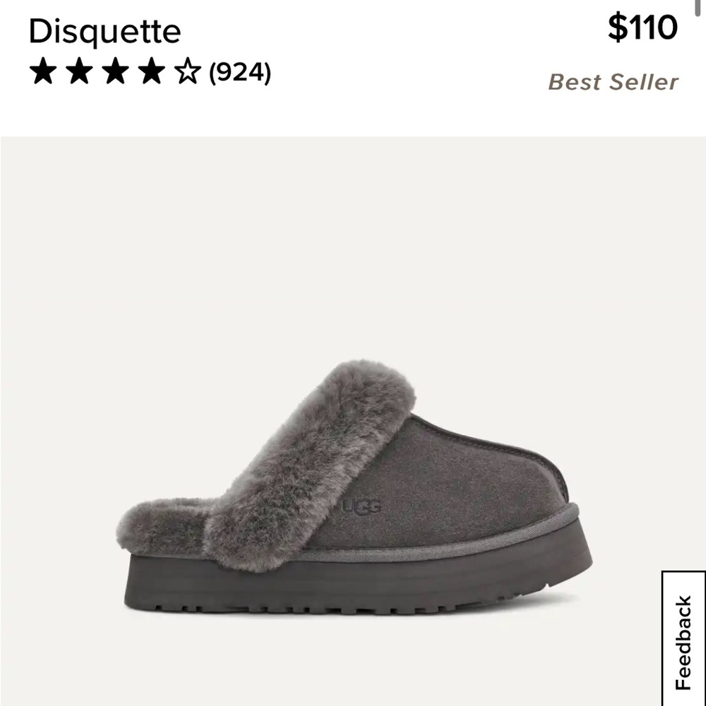 Authentic Charcoal Grey UGG Disquette Slipper